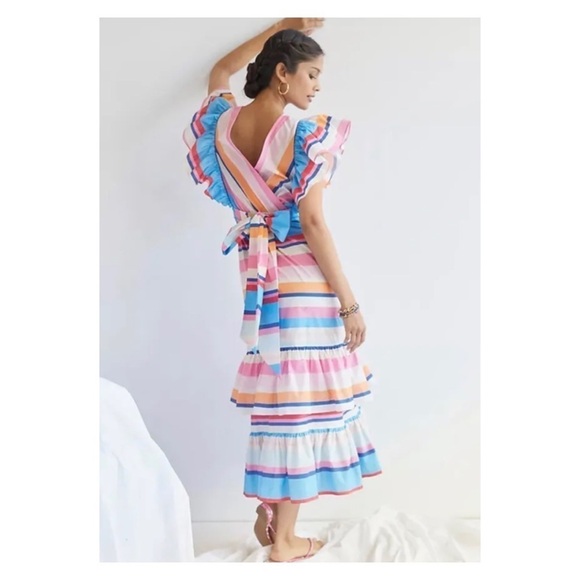 NWT PLENTY BY TRACY REESE Anthropologie Rainbow Striped Midi Dress Small - Picture 5 of 16
